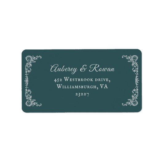Étiquette d'adresse de mariage à bordure vintage (Devant)