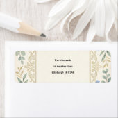 Étiquette d'adresse de mariage botanique bleu (En situation)