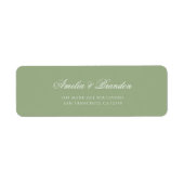 Étiquette d'adresse de mariage classique vert saug (Devant)