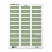 Étiquette d'adresse de mariage classique vert saug (Feuille entière)