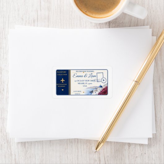 Étiquette d'adresse de mariage de destination Pass (En situation)