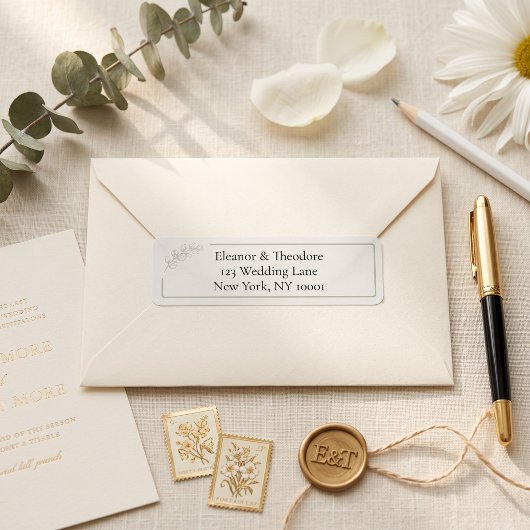 Étiquette d'adresse de mariage de luxe discret Ver