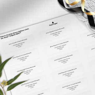 Étiquette d'adresse de mariage élégante en noir et