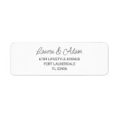 Étiquette d'adresse de mariage élégante noire et b (Devant)