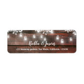 Étiquette d'adresse de mariage en bois rustique av (Devant)