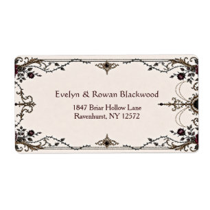 Étiquette d'adresse de mariage florale gothique vi