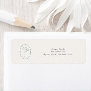 Étiquette d'adresse de mariage minimaliste émeraud