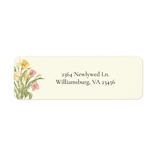 Étiquette d'adresse de mariage Narcisse Floraison (Devant)
