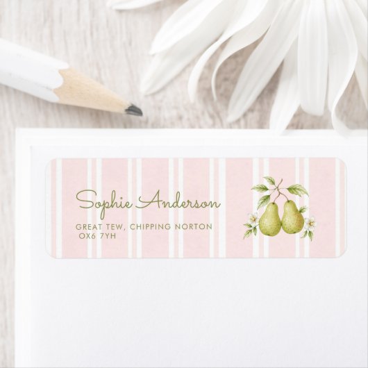 Étiquette d'adresse de mariage Parfait Pear (En situation)