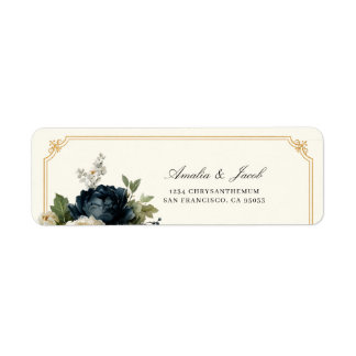 Étiquette d'adresse de mariage Royal Blue Peony av