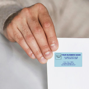 Étiquette d'adresse de marque commerciale bleue mo