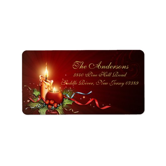Étiquette d'adresse de Noël à la lumière chaude de (Devant)