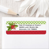 Étiquette d'adresse de Noël à pois et houx (En situation)