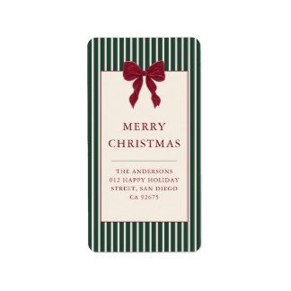 Étiquette d'adresse de Noël avec Ruban Rouge Éléga