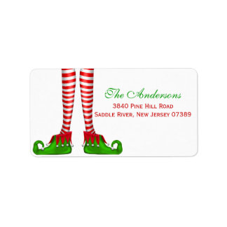 Étiquette d'adresse de Noël de lutin amusant