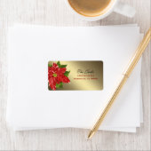 Étiquette d'adresse de Noël Fleur d'hiver rouge (En situation)