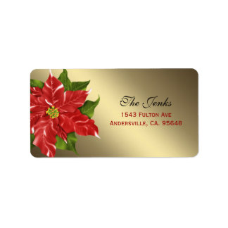Étiquette d'adresse de Noël Fleur d'hiver rouge