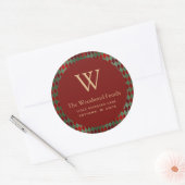 Étiquette d'adresse de Noël Harlequin Rouge Vert O (Enveloppe)