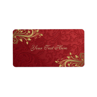 Étiquette d'adresse de Noël Red/Gold Holly Flouris