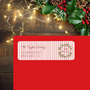 Étiquette d'adresse de Noël rose Joyeux Noël Flo