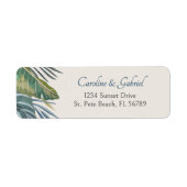 Étiquette d'adresse de palmier de plage tropicale (Devant)