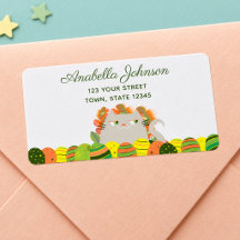 Étiquette d'adresse de Pâques Chat Mignon Œufs de