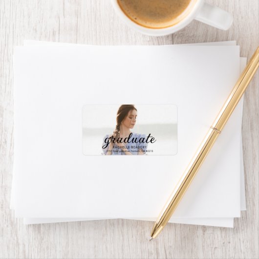 Étiquette d'adresse de photo de remise de diplôme  (En situation)
