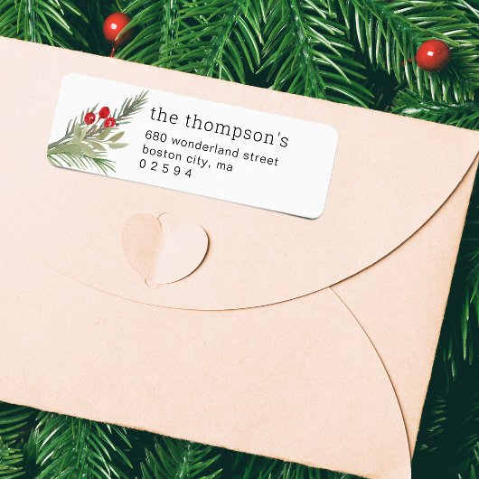 Étiquette d'adresse de photo de verdure de Noël fe