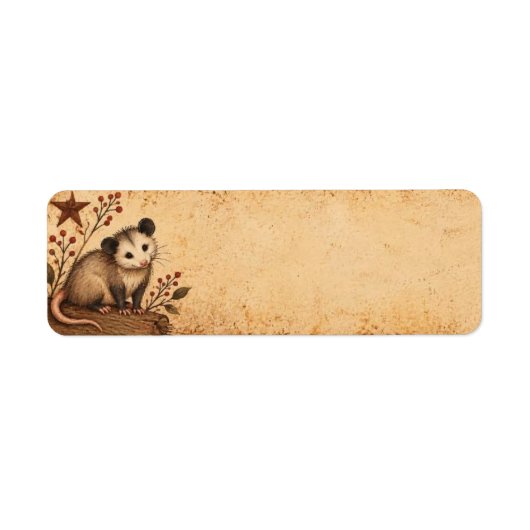 Étiquette d'adresse de possum rustique primitive (Devant)