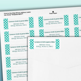 Étiquette d'adresse de retour à pois turquoise bla