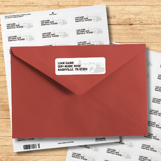 Étiquette d'adresse de retour à thème western rust