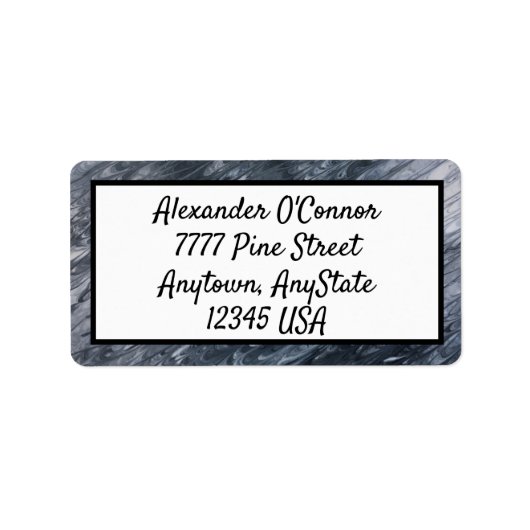 Étiquette d'adresse de retour Abstraite en noir bl (Devant)