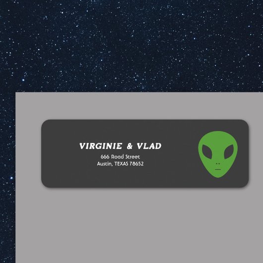 Étiquette d'adresse de retour Alien vert