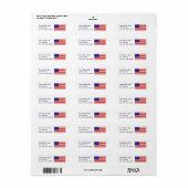Étiquette d'adresse de retour American Flag USA (Feuille entière)