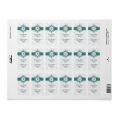 étiquette d'adresse de retour aqua monogramme (Feuille entière)