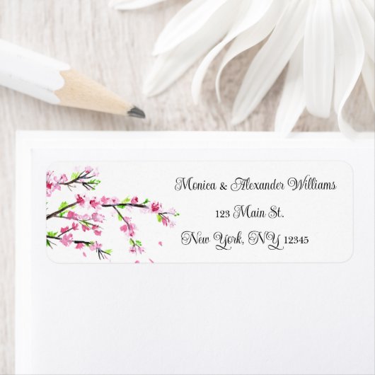 Étiquette d'adresse de retour aquarelle Fleur de c (En situation)