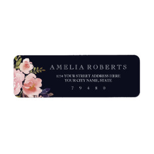 Étiquette d'adresse de retour aquarelle Pivoines N