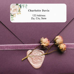 Étiquette d'adresse de retour au eucalyptus floral
