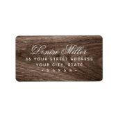 Étiquette d'adresse de retour au grain de bois bru (Devant)