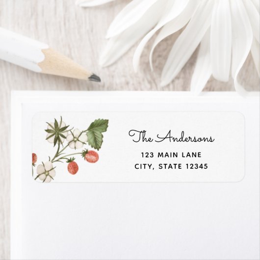 Étiquette d'adresse de retour aux fraises sauvages (En situation)