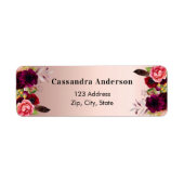 Étiquette d'adresse de retour avec fleurs de borde (Devant)