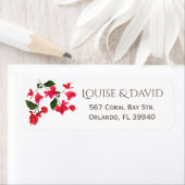 Étiquette d'adresse de retour avec fleurs de Bouga (En situation)