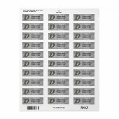 Étiquette d'adresse de retour avec initiale de mon (Feuille entière)