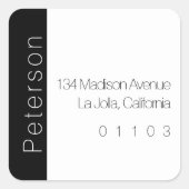 Étiquette d'adresse de retour B/W chic avec accent (Devant)