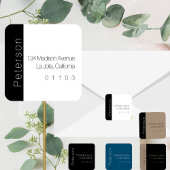 Étiquette d'adresse de retour B/W chic avec accent