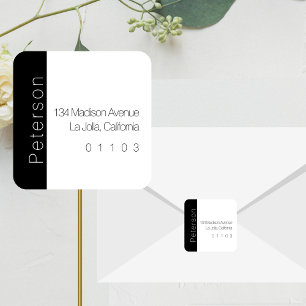 Étiquette d'adresse de retour B/W chic avec accent