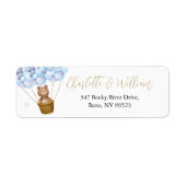 Étiquette d'adresse de retour Ballons Bleus Ourson (Devant)