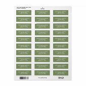 Étiquette d'adresse de retour Basil Vert simple et (Feuille entière)
