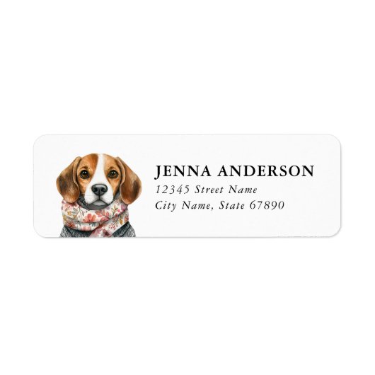 Étiquette d'adresse de retour Beagle (Devant)
