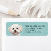 Étiquette d'adresse de retour Bichons Frise (En situation)